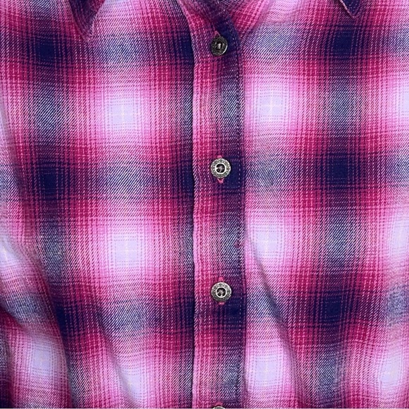 Small Noble Outfitters Womens Purple Pink Fuchsia Cotton Flannel Long Sleeve - Picture 5 of 16